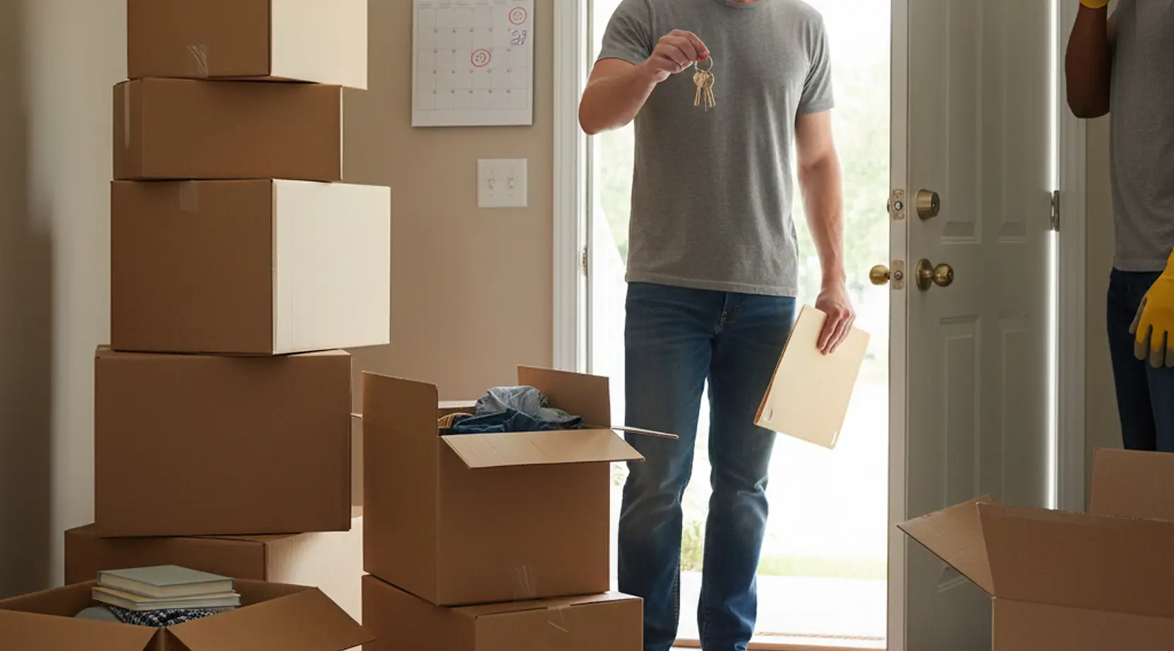 Two people unpacking boxes in a new home after arriving in the city, symbolizing the excitement of finding the best time to move to Vancouver for a smooth start.