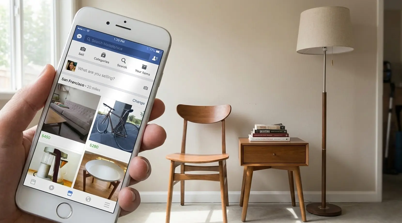 Using apps to use after moving to list extra furniture for sale, plus moving apps for quick decluttering.