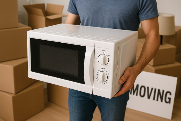 different ways to pack a microwave for moving