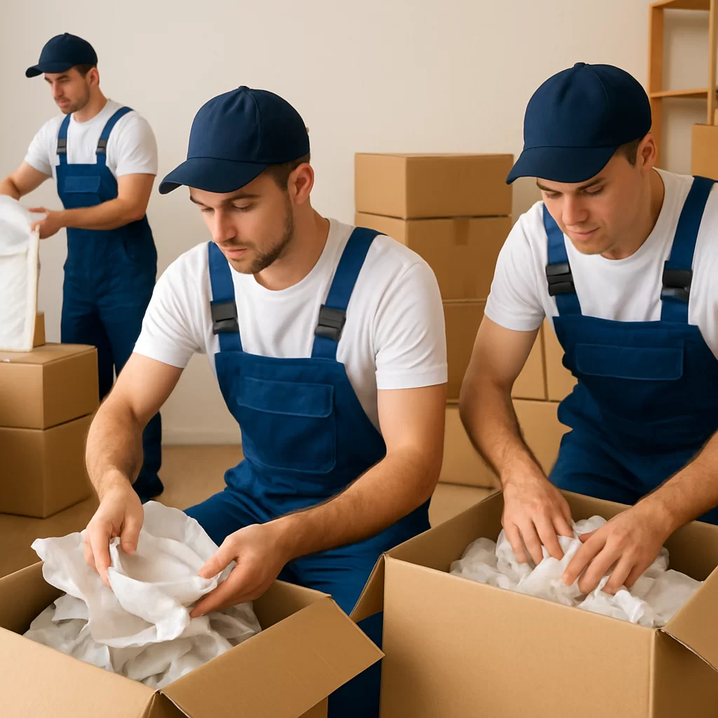 some men packing boxes
