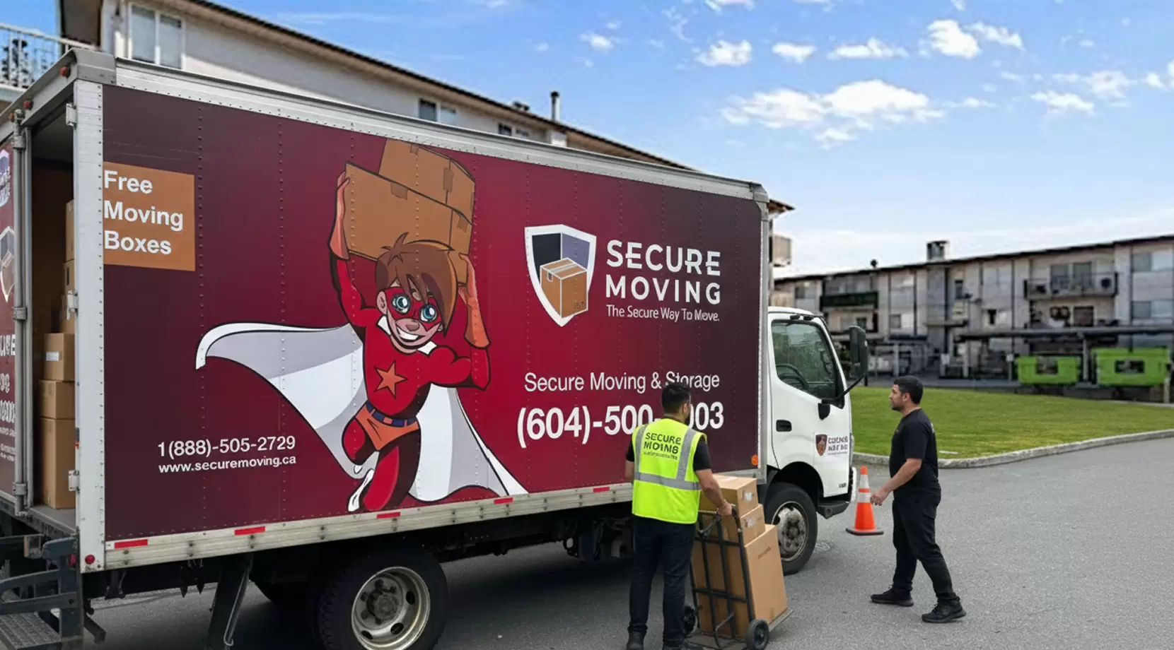 Secure Moving crew at apartment complex, showing moving to Chilliwack while considering Chilliwack safety and crime rate in Chilliwack across different neighbourhoods.