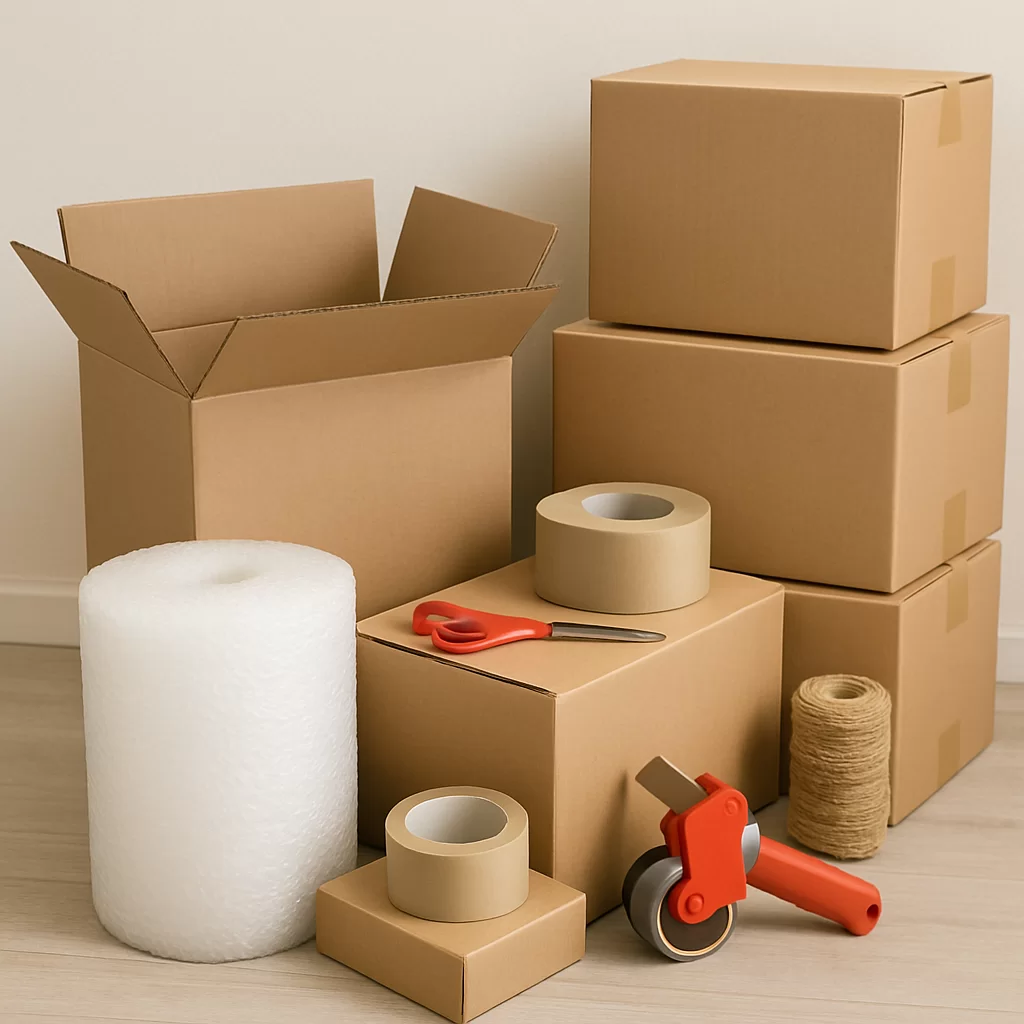 Moving boxes and supplies