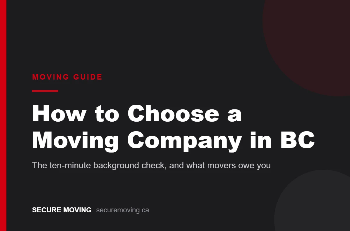 How to choose a moving company in BC, a Secure Moving guide